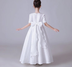Trendy White Wedding Dress - White Bow Communion Dress - Elegant Ivory Wedding D - £96.50 GBP