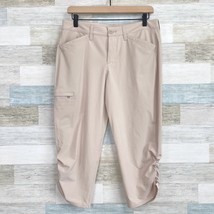 Eddie Bauer Ruched Hem Capri Hiking Pants Beige Mid Rise Stretch Casual ... - £27.36 GBP