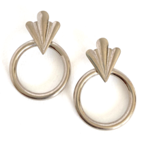 Vintage Fashion Ring Earrings Pierced 1 1/4 Inch Wide 2 Inch Drop - $7.95