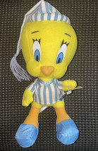 Vintage Tweety Bird Plush in Pajamas Stuffed  Animal 14&quot; Tall Looney Tunes 1997 - £7.97 GBP