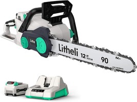 Litheli Battery Chainsaw 12&quot;, 40V Cordless Chainsaw, Chain Saw For Trees, With - $155.99