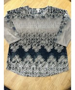 Size 1 Chico&#39;s Blue Gray Silver Crushed Velvet 3/4 Dolman Sleeve Stretch... - $365.00 MXN