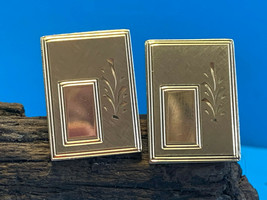 Old Vtg Collectible Anson Gold Tone Rectangle Men&#39;s Cuff Links Initial P... - £23.94 GBP