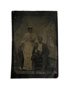 Antique Tintype Photo African American Couple Fair Carnival Studio 2.5&quot; ... - $162.04 CAD