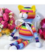 Crochet animal. Cat toy rainbow - $90.00