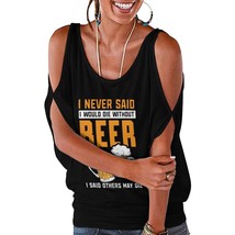 Mondxflaur Beer Sleeveless T Shirts for Women Loose Fit Elegant Top Clothes - $22.99