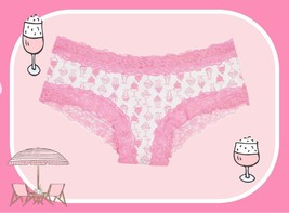 M  Pink Ice Cream Victoria&#39;s Secret Stretch Cotton Lace Waist &amp; Leg Cheeky Panty - £8.75 GBP