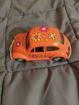 Vtg Orange VW Beetle Bug Toy Car Doors Hood Open 5&quot;x2&quot; I Love My Beetle ... - $15.85
