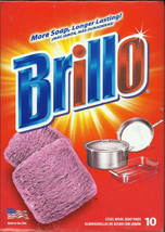 1 BOX of 10 Brillo Steel Wool Original Soap pad for pots pans cookware stainless - £17.43 GBP
