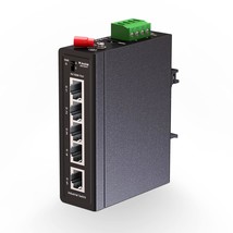 5 Port Industrial Din Rail Switch, 4 Ports And 1 Uplink, 10/100Mbps Fast... - $61.99