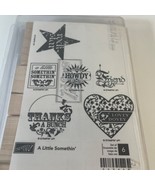 Stampin Up A Little Somethin&#39; Rubber Stamp Set Wood Mounted - £8.17 GBP