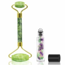 Jade Roller for Face + Gemstone Essential Oil Roller Bottle-100% Natural Roller - £12.44 GBP