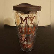 Tervis &quot;My Kids Have Paws&quot; Clear Insulated 24 oz Brown Lid Dog Cat Pet Tumbler - £11.86 GBP