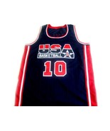 Clyde Drexler #10 Team USA Basketball Jersey Navy Blue Any Size - $34.99