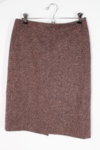 Luciano Barbera EU 40 Red Brown Tweed Wool Cashmere Camel Pencil Skirt Flaw - $25.64
