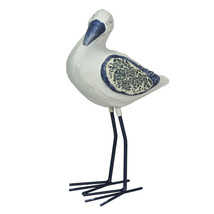 9 In Blue &amp; White Wood Mosaic Seagull Sculpture Home Garden Decor Coastal Statue - £29.73 GBP