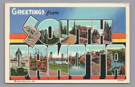 Greetings from South Dakota Postcard Linen PC SD 9A-H1247 Vintage - £4.63 GBP