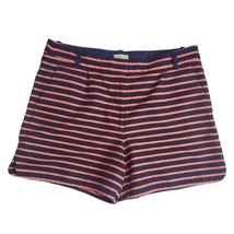 J. Crew Shorts Womens Size 10 Chino Navy Pink Stripe Slash Pockets 100% ... - $20.53