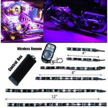 6Pc Purple LED Motorcycle Chopper Frame Glow Lights Flexible Neon Strips 12V Kit - £19.94 GBP