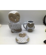 Cracker Barrel Owl Cookie Jar 9.5&quot;x6&quot; Mug &amp; Plate Set Stoneware Kitchen ... - $910.70 MXN