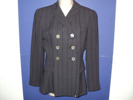 Tahari Jacket Women&#39;s Size 4 XS Blazer Gray Heather Pin Striped Double Breasted - £15.62 GBP