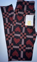 NEW LuLaRoe OS One Size (2-10) Black Red Pink Peach Heart Valentine Legg... - $17.81