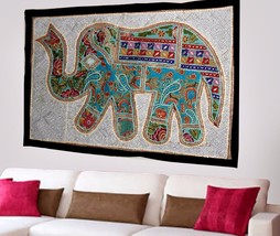 Indian Vintage Cotton Wall Tapestry Ethnic Elephant Hanging Decor Hippie X72 - £19.45 GBP