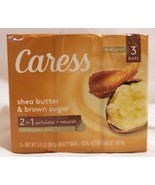 3 Pack Caress Shea Butter &amp; Brown Sugar 2 in 1 Exfoliate &amp; Nourish Bar S... - $19.95