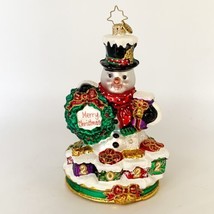 Christopher Radko Holly Jolly Snowman 2022 Glass Christmas Ornament 6.25&quot; - $35.00