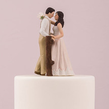 Rustic Couple Porcelain Figurine Wedding Cake Topper Blush Dress Customi... - $45.99