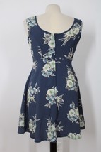 Vtg 90s Wanted S? Blue Floral Tank Mini Dress Tie Front - £22.51 GBP