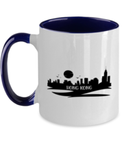 Hong Kong Skyline silhouette, navy Two Tone Coffee Mug. Model 60087  - £18.86 GBP