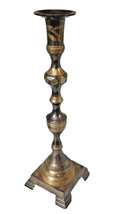 Large Vintage Brass Candle Holder India Silver Accents Flower Boho Hippy - £18.34 GBP