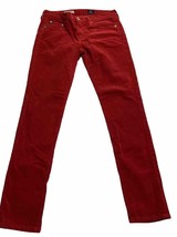 AG Adriano Goldschmied Stevie Ankle Jeans Womens 27R Red Corduroy Slim Straight - £19.93 GBP