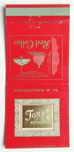 Tony&#39;s Restaurant - Morgantown, West Virginia 30 Strike Matchbook Cover WV - £1.37 GBP