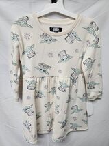 Toddler Girls' Baby Yoda Grogu Skater Dress-Cream 4T Ivory Warm Winter Star Wars image 2