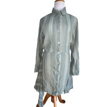 Zara Zoe Shirt Dress Sage Green Striped Cotton Linen Blend Tie Front But... - €10,49 EUR Zara Zoe Shirt Dress Sage Green Striped Cotton Linen Blend Tie Front But... - €10,49 EUR