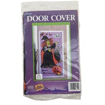 Halloween Door Cover 30 x 60” Witch Pumpkin Fun World NOS Plastic Vintag... - $14.00