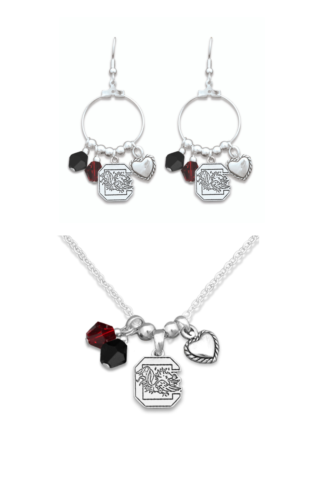 South Carolina Gamecocks Haute Wire 2 Piece Necklace and Earrings Set
