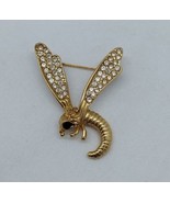 Vintage Mosquito Bug With Wings Brooch Pin Gold Color - $19.79