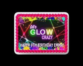 Let&#39;s Glow Custom Edible Birthday Cake Topper/ Peel like a sticker - £7.90 GBP