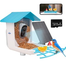 Smart Bird Feeder with Camera Solar Powered &amp; 64GB TF Card Ideal Gift for Family - £78.83 GBP