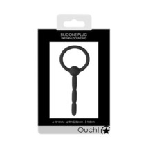 Ouch! Urethral Sounding Silicone Plug With Ring Black 8 mm - £23.14 GBP