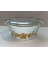 Vintage Pyrex Butterfly White Gold 1.5 Pint Round Casserole Baking Dish ... - $20.99