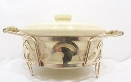 Vintage Bauer Pottery Casserole, Lid &amp; Metal Holder - £63.94 GBP
