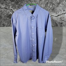 Mens Eddie Bauer LS Button Front Shirt 100% Cotton Blue Plaid Size XL Tall - £15.81 GBP