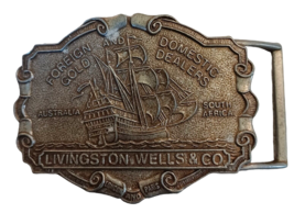 Vintage Livingston Wells &amp; Co Foreign Domestic Gold Dealers Brass Belt B... - $4.90