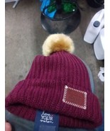 Love Your Melon One Size Burgundy And Tan Beanie, Retail $45, 1065 - £15.11 GBP