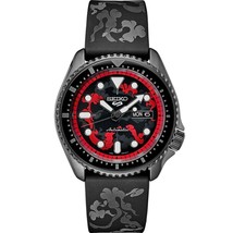 Limited Seiko Men&#39;s 5 Automatic Black Dial Rubber Strap Limited Edition Watch - £318.96 GBP