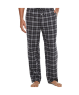 St. John&#39;s Bay Men&#39;s Flannel Pajama Lounge Pants LARGE Gray Black Plaid New - £15.39 GBP